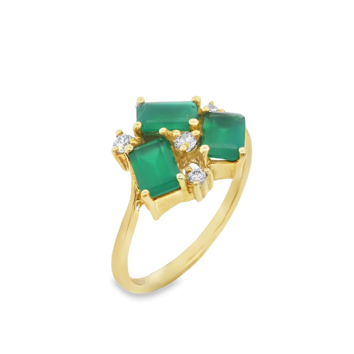 Emerald Cut And Round Dress Ring