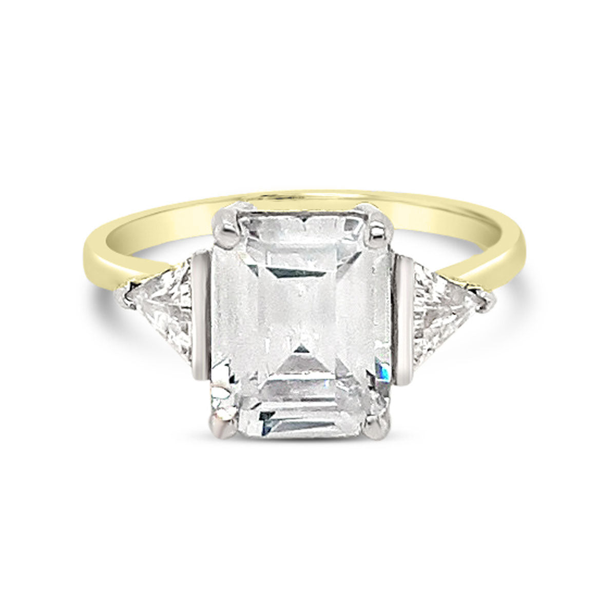 9ct Gold Octagonal CZ single stone with Trillions