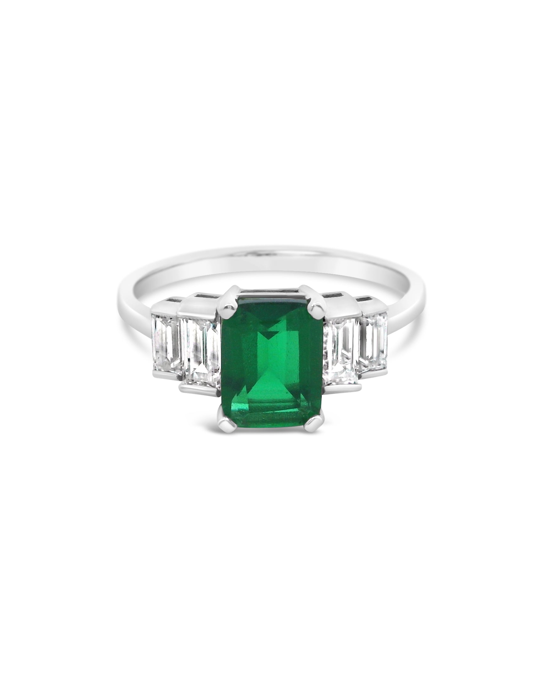 Emerald Cut Stepped Baguette Dress Ring