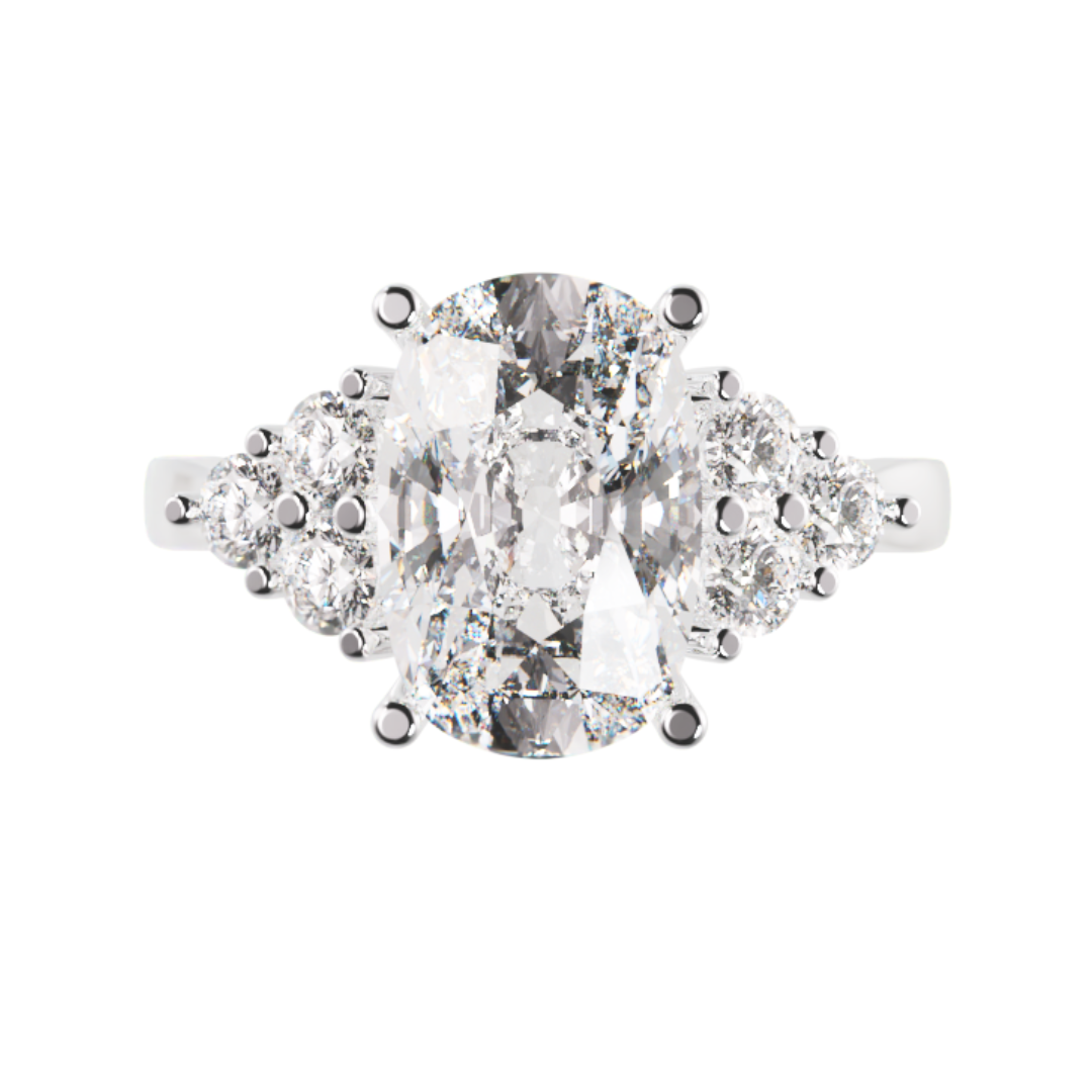 Lab Grown Diamond Elongated Cushion Trefoil Ring