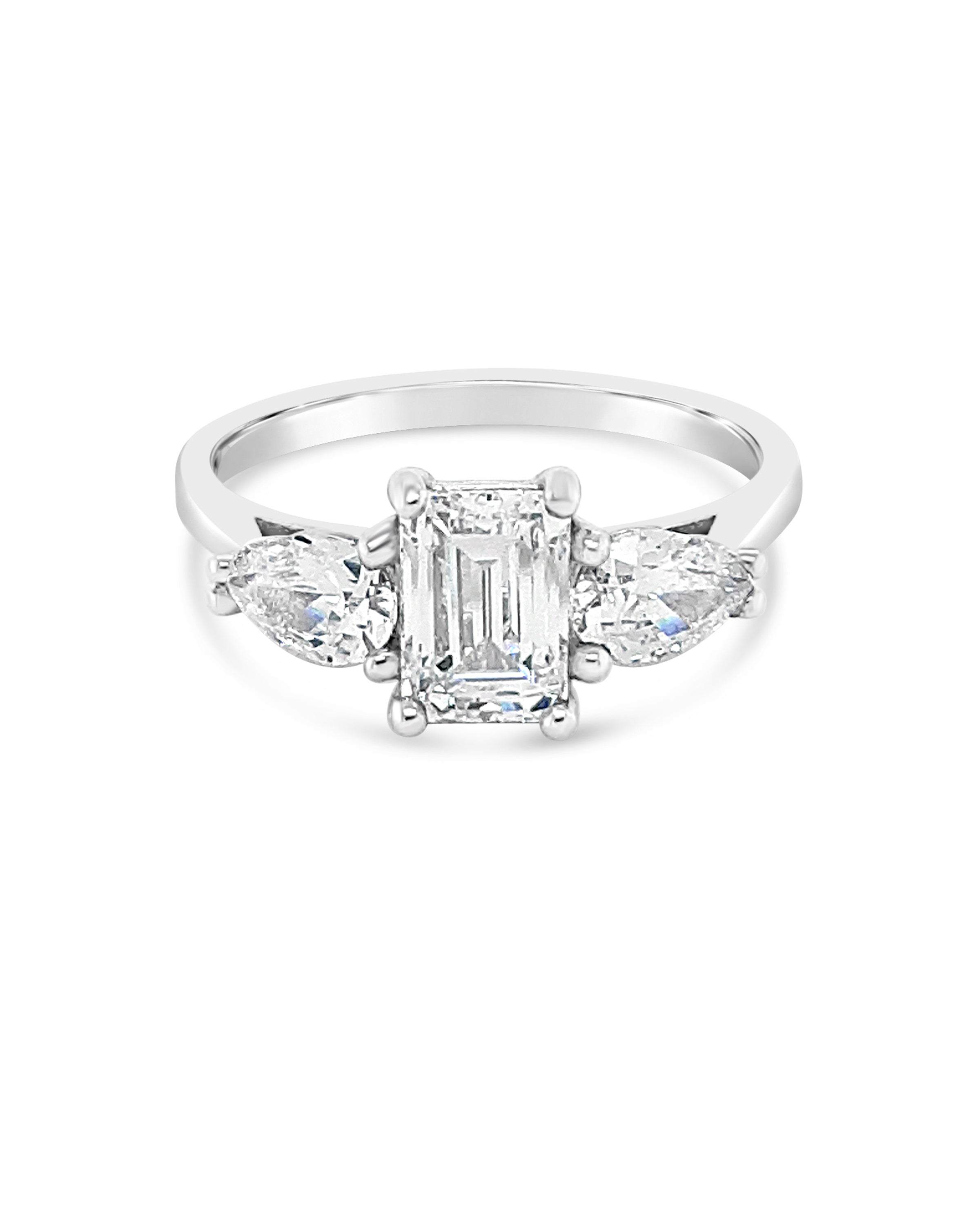 9ct Gold Radiant CZ single stone with pear set shoulders