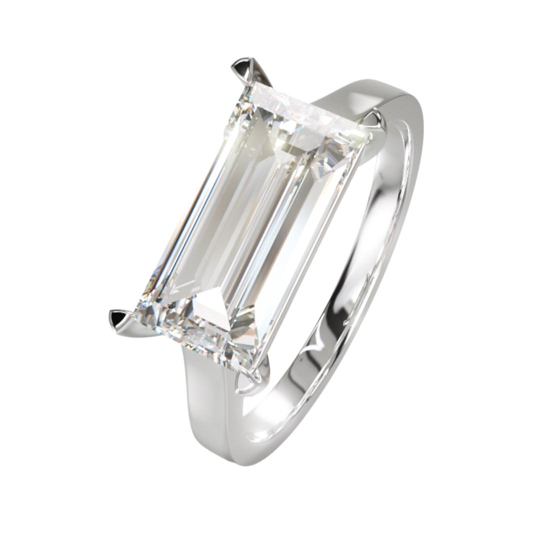 Lab Grown Diamond Baguette Cut East West Single Stone Ring