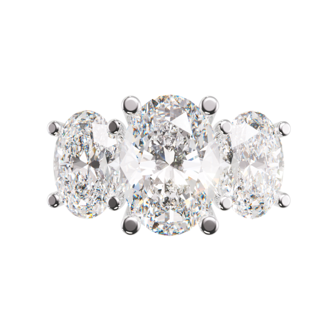 Lab Grown Diamond Oval Three Stone Ring