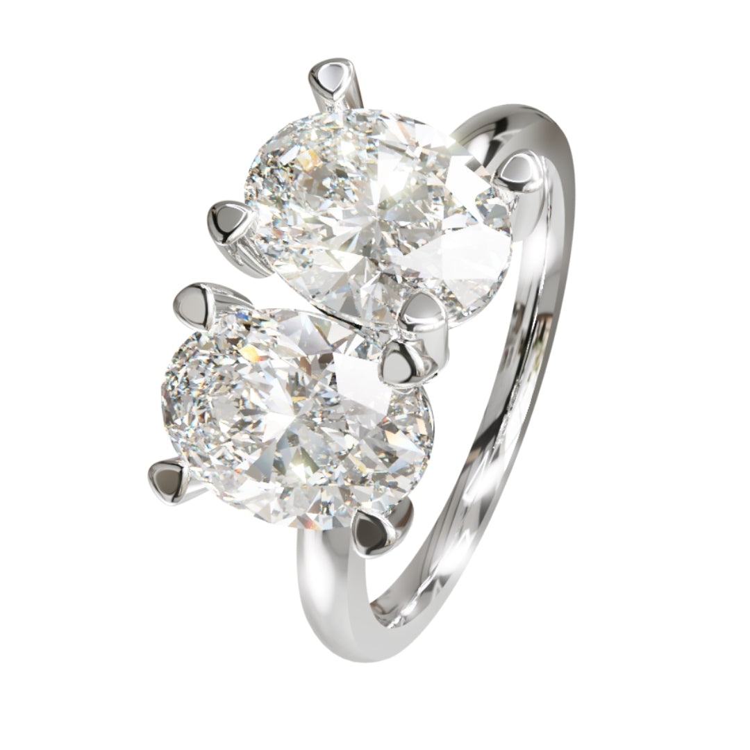 Lab Grown Diamond Two Stone Oval Ring