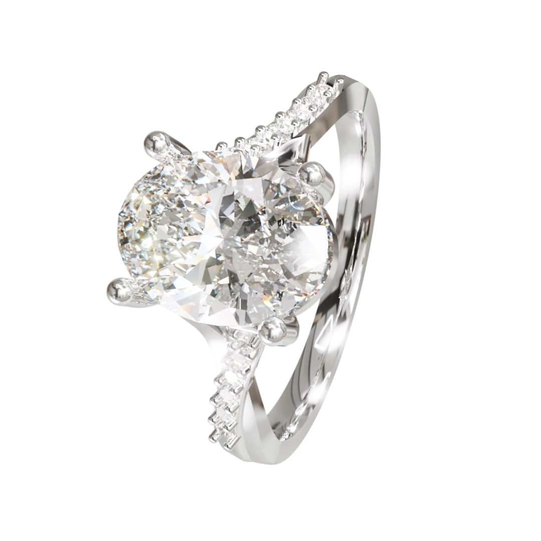 Lab Grown Diamond Oval Twist Shoulder Set Ring