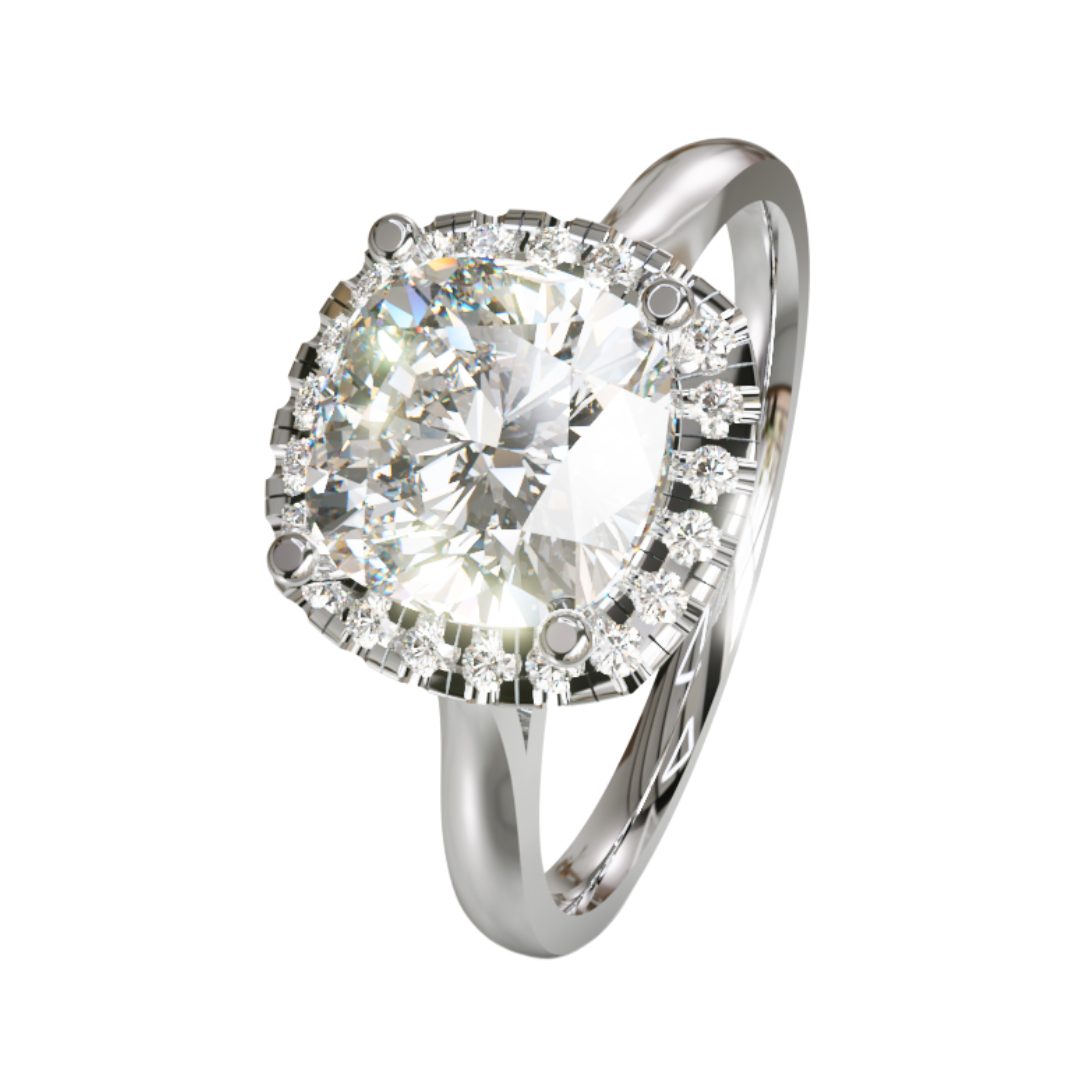 Lab Grown Diamond Cushion Halo Ring