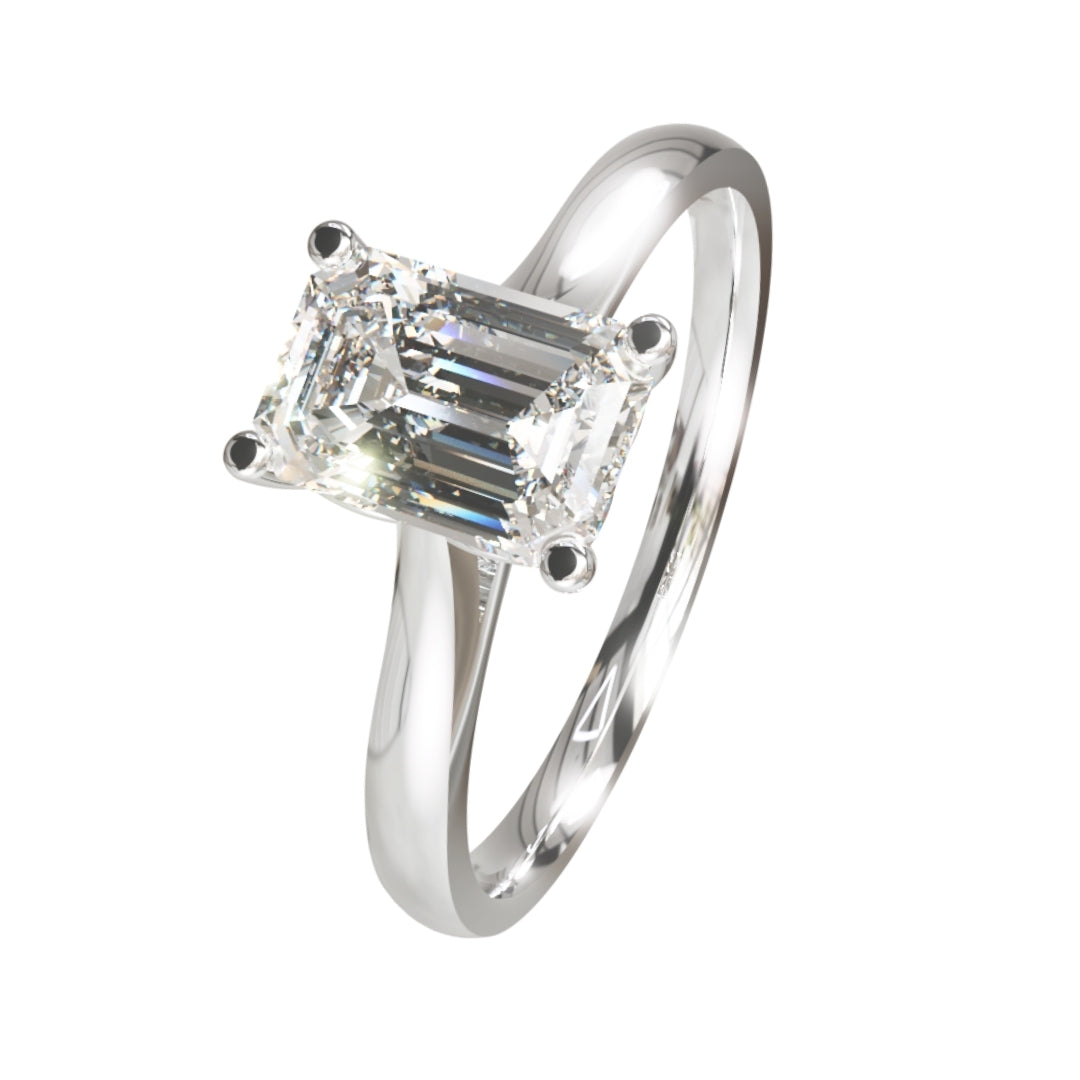 Lab Grown Diamond Emerald Single Stone Ring