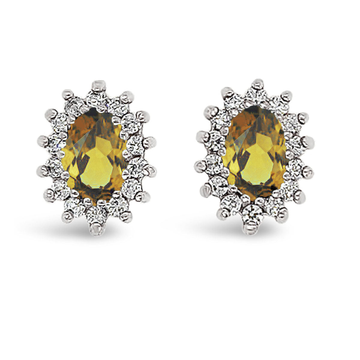 Oval Cluster Stud Earrings