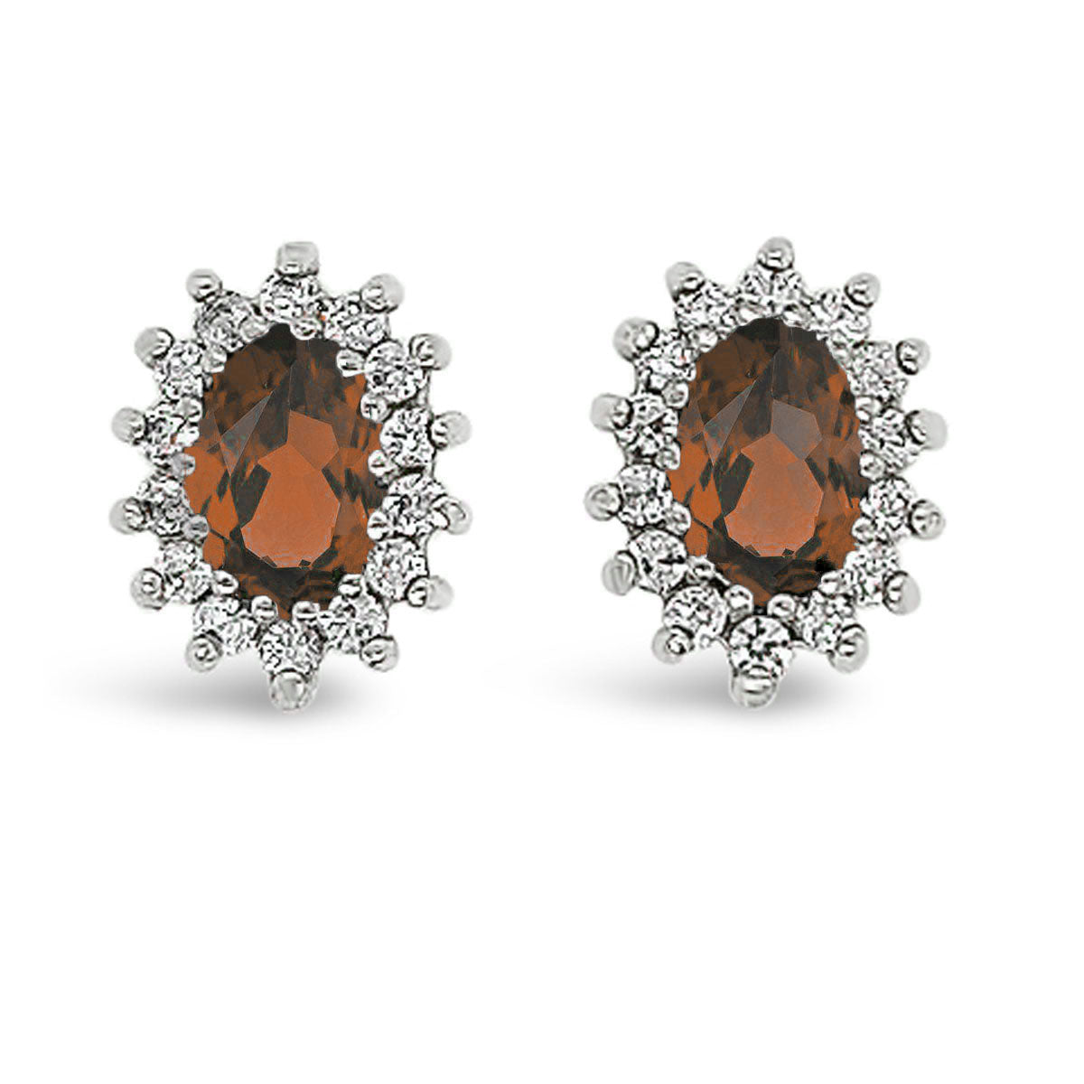 Oval Cluster Stud Earrings