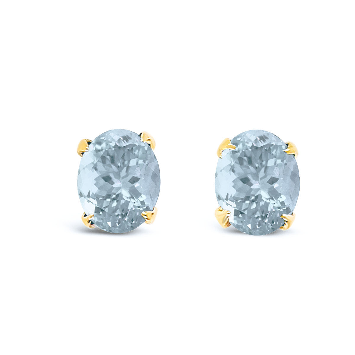 Oval Four Claw Stud Earrings