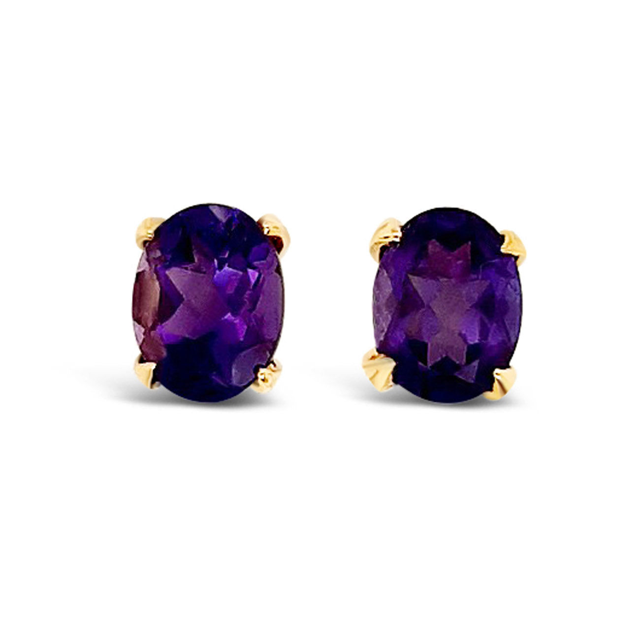 Oval Four Claw Stud Earrings