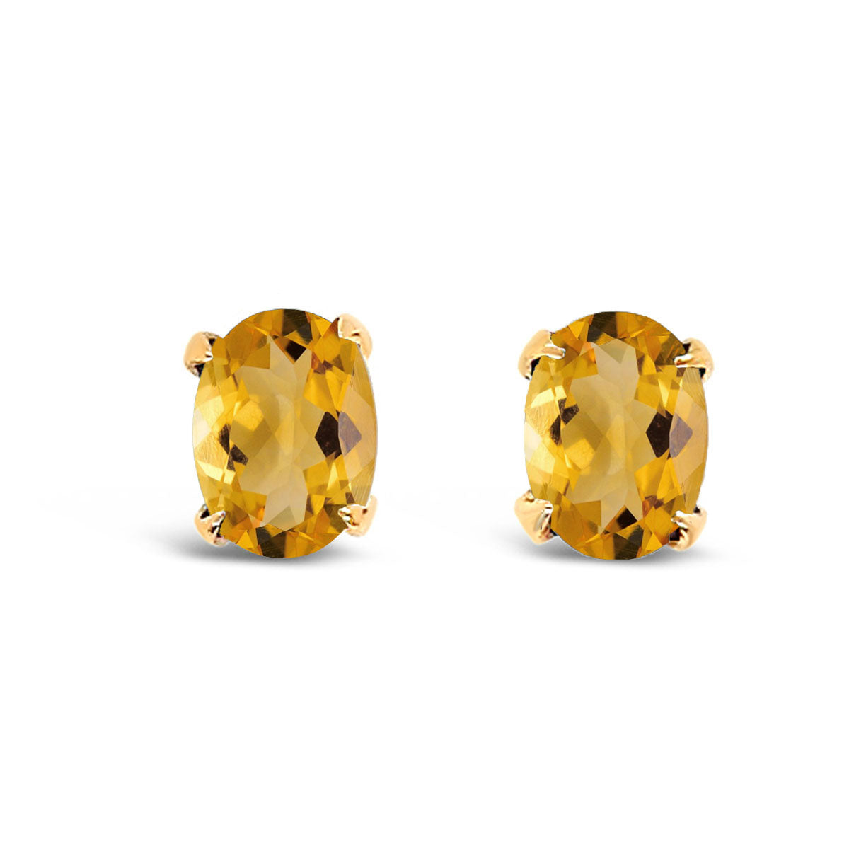 Oval Four Claw Stud Earrings
