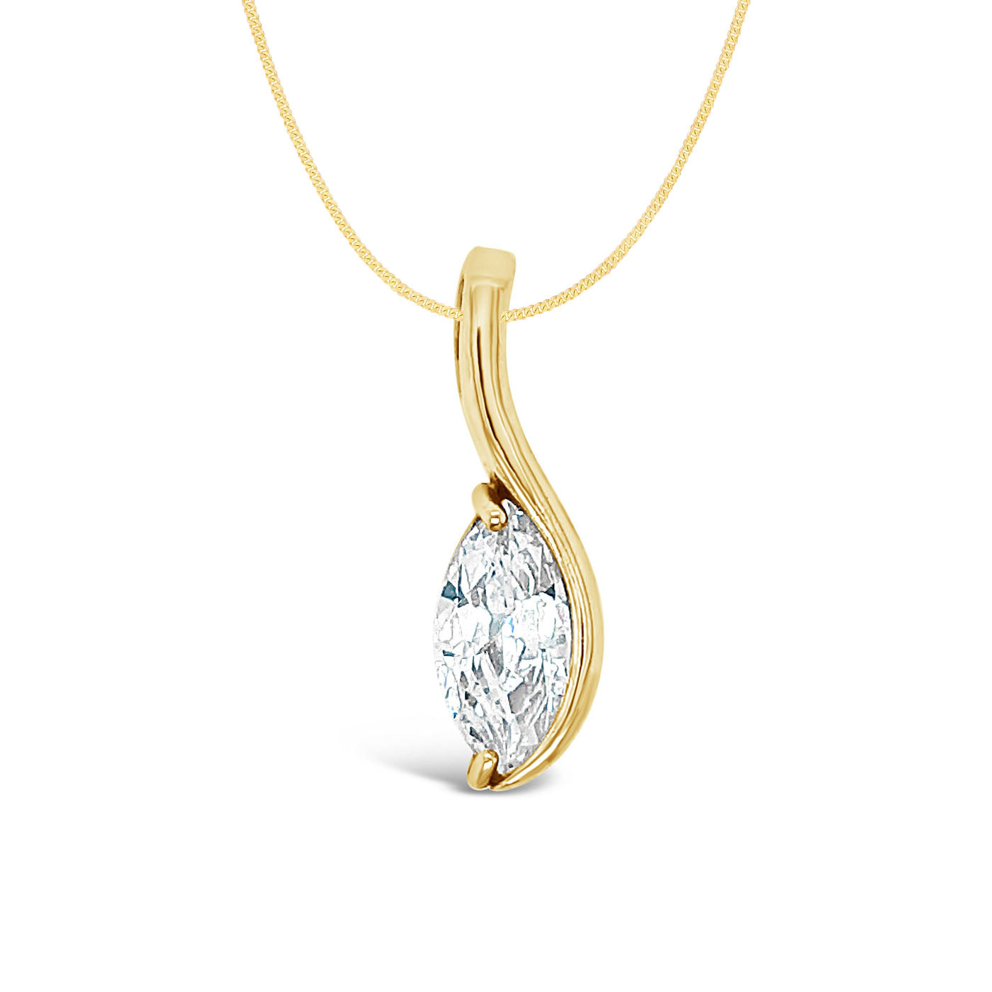 Single Stone Navette Pendant