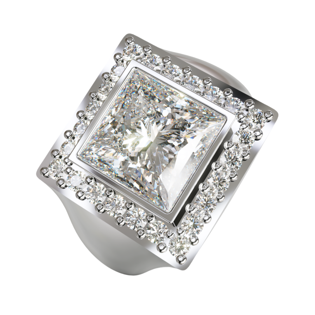 Lab Grown Diamond Princess Halo Ring