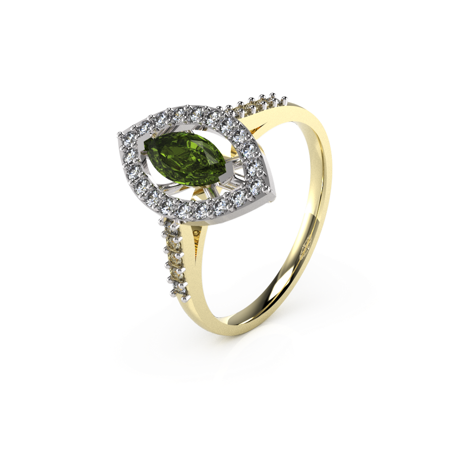 Marquise Halo Single Stone Shoulders