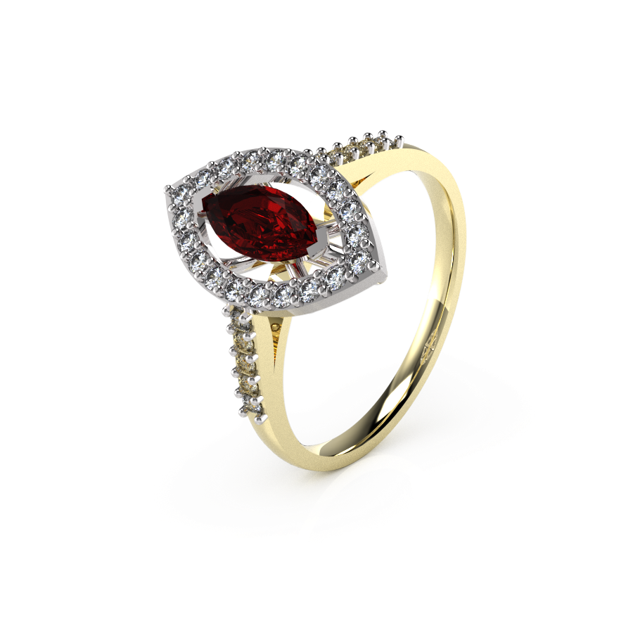 Marquise Halo Single Stone Shoulders