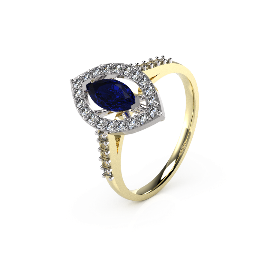 Marquise Halo Single Stone Shoulders