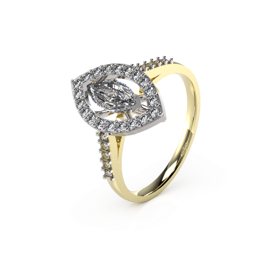 Marquise Halo Single Stone Shoulders