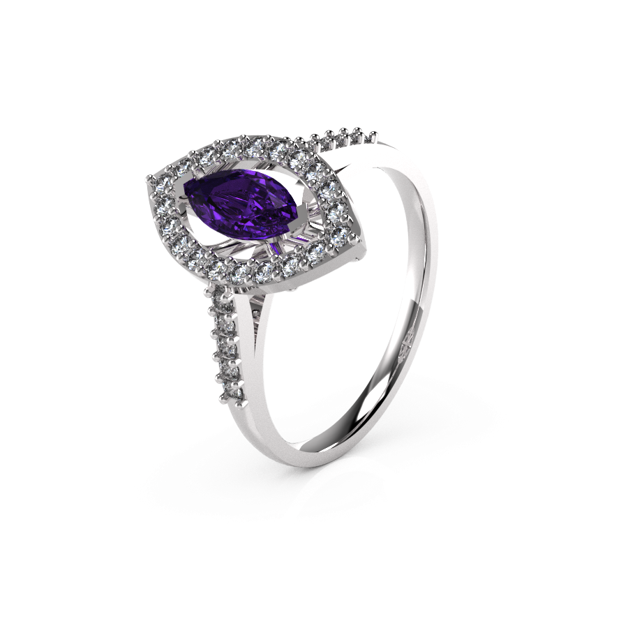 Marquise Halo Single Stone Shoulders