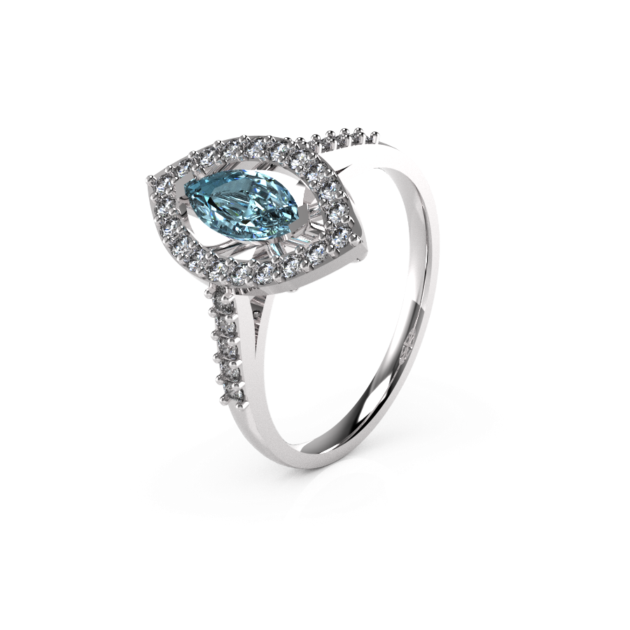 Marquise Halo Single Stone Shoulders