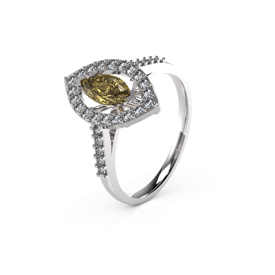 Marquise Halo Single Stone Shoulders