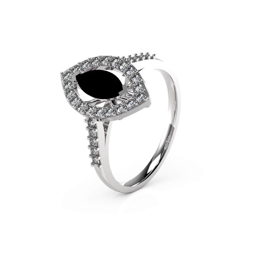 Marquise Halo Single Stone Shoulders