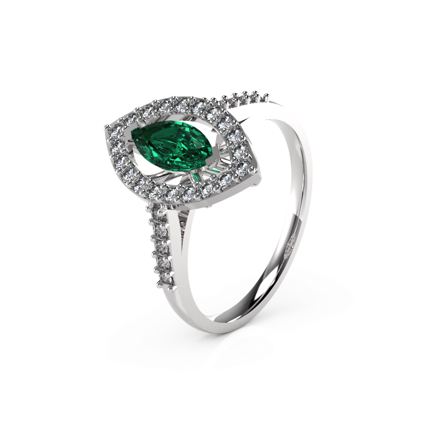 Marquise Halo Single Stone Shoulders