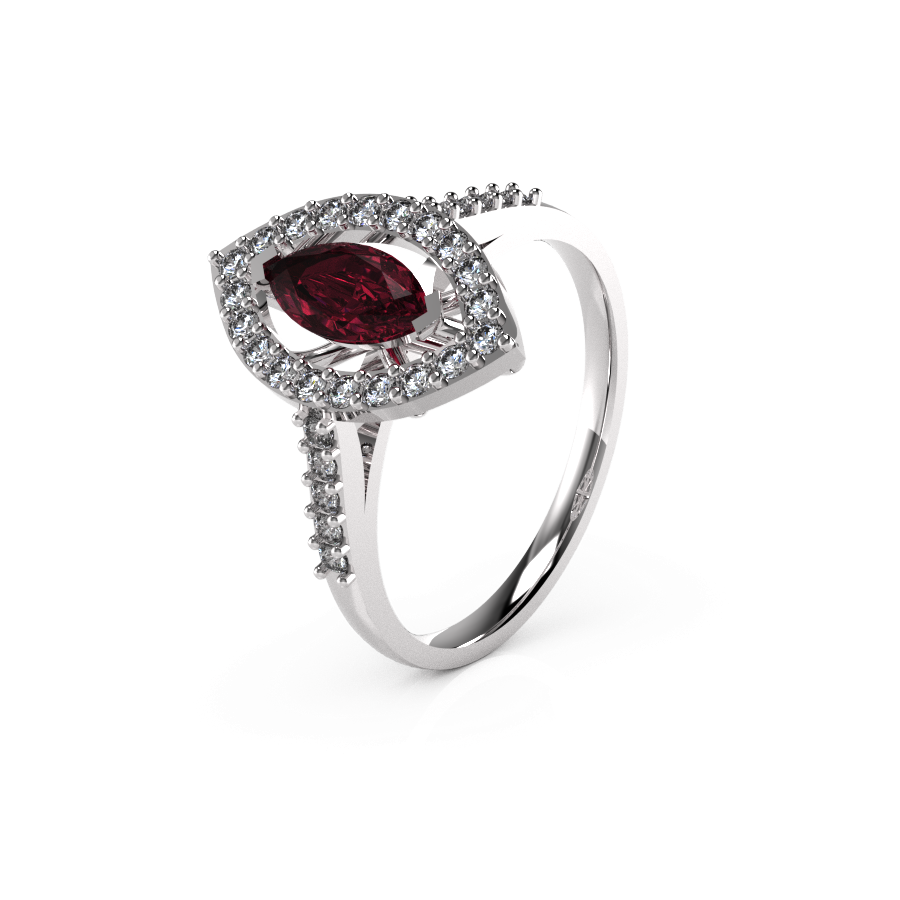 Marquise Halo Single Stone Shoulders