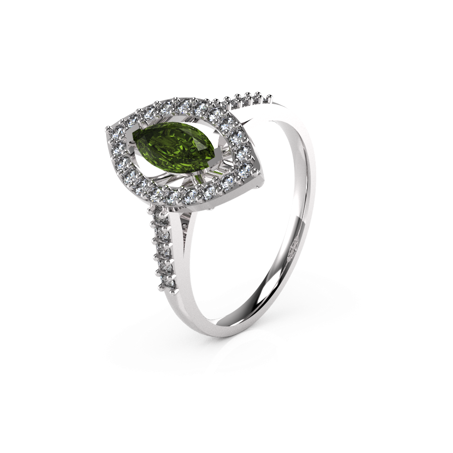 Marquise Halo Single Stone Shoulders