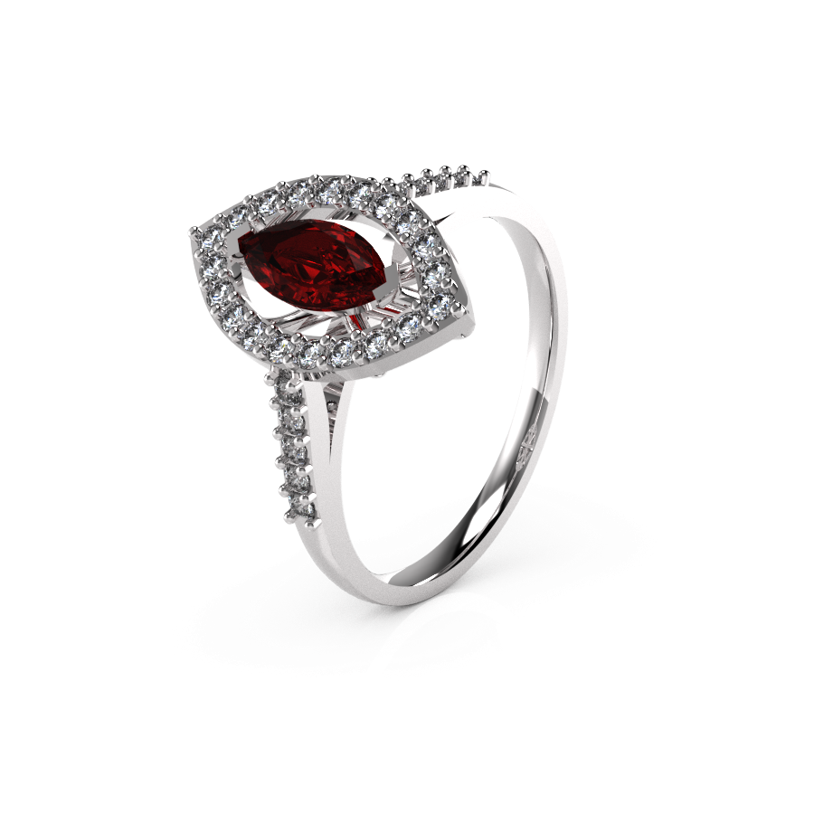 Marquise Halo Single Stone Shoulders