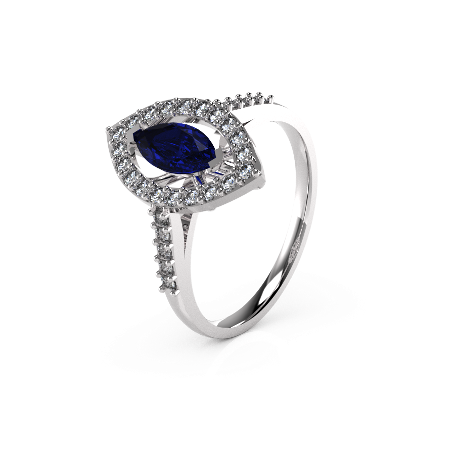 Marquise Halo Single Stone Shoulders