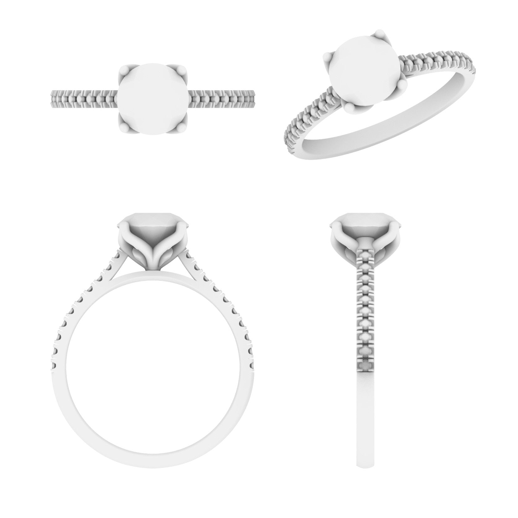 Lab Grown Diamond Round Shoulder Set Ring (In Stock)