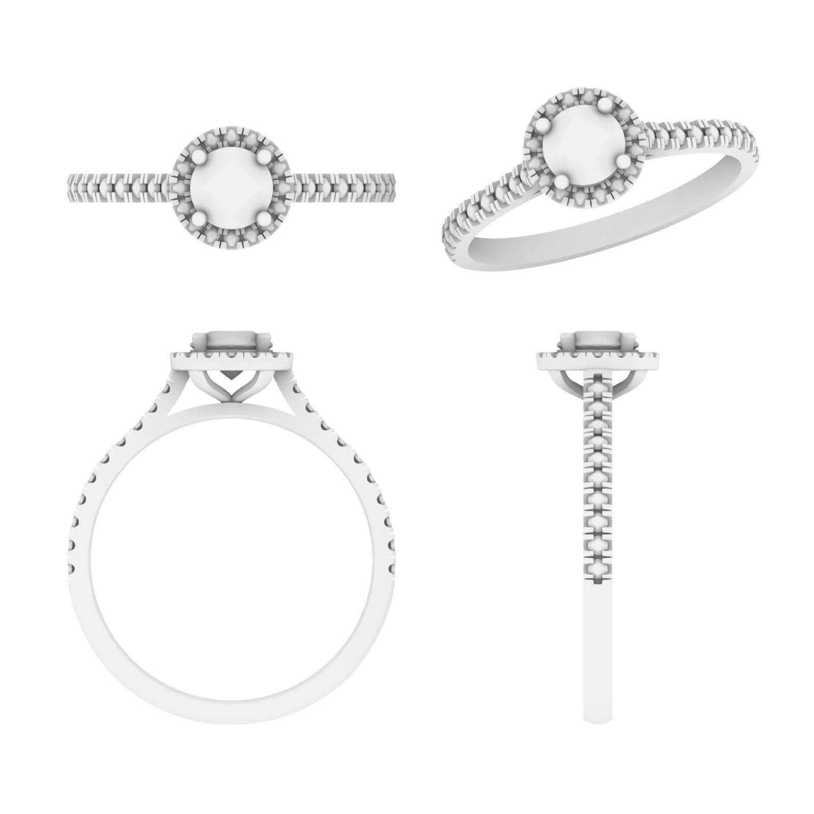 Lab Grown Diamond Round Halo Shoulder Set Ring