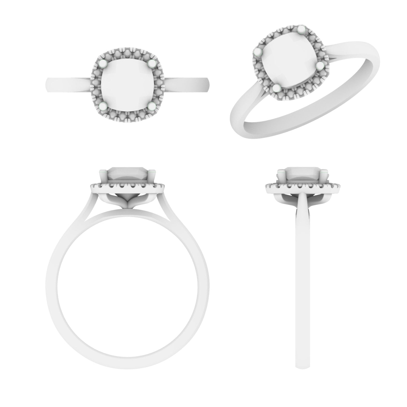 Lab Grown Diamond Cushion Halo Ring