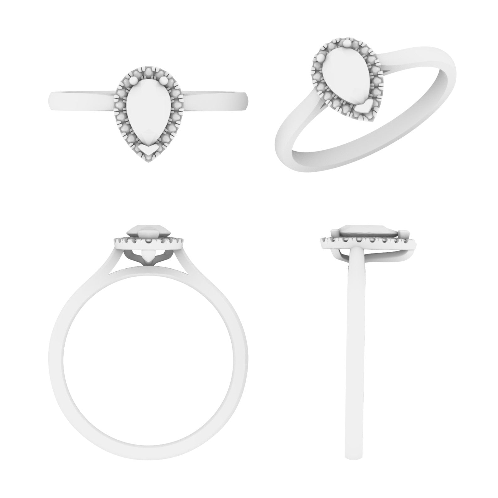 Lab Grown Diamond Pear Halo Ring (In Stock)