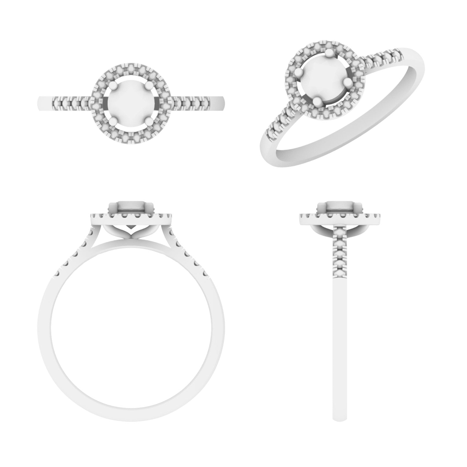 Lab Grown Diamond Round Halo Shoulder Set Ring (In Stock)