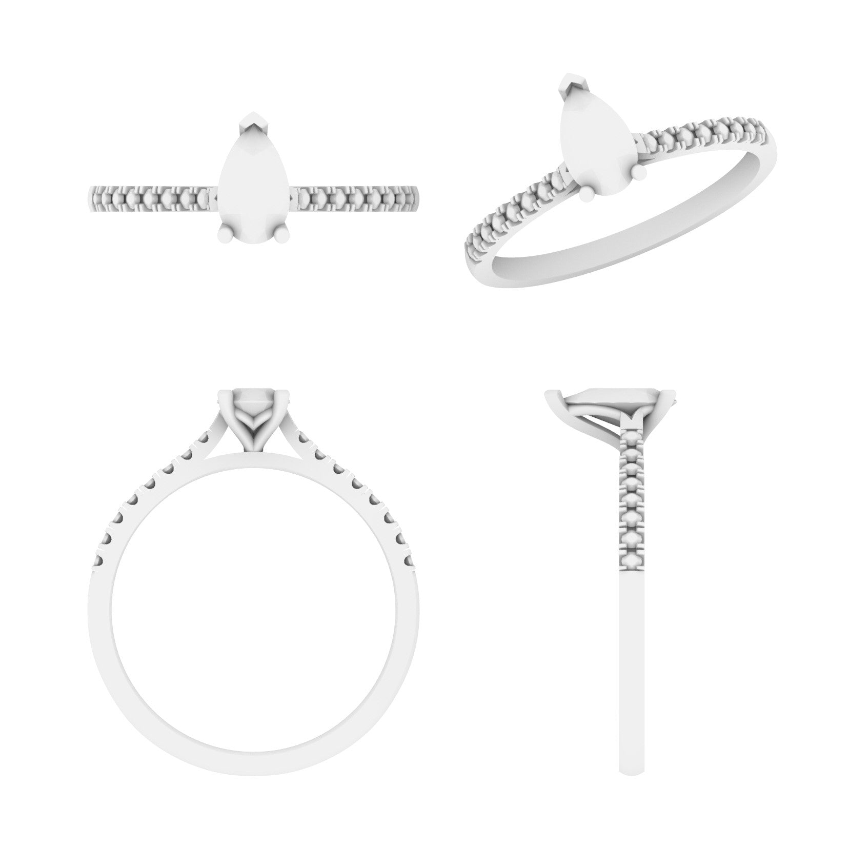 Lab Grown Diamond Pear Shoulder Set Ring (In Stock)