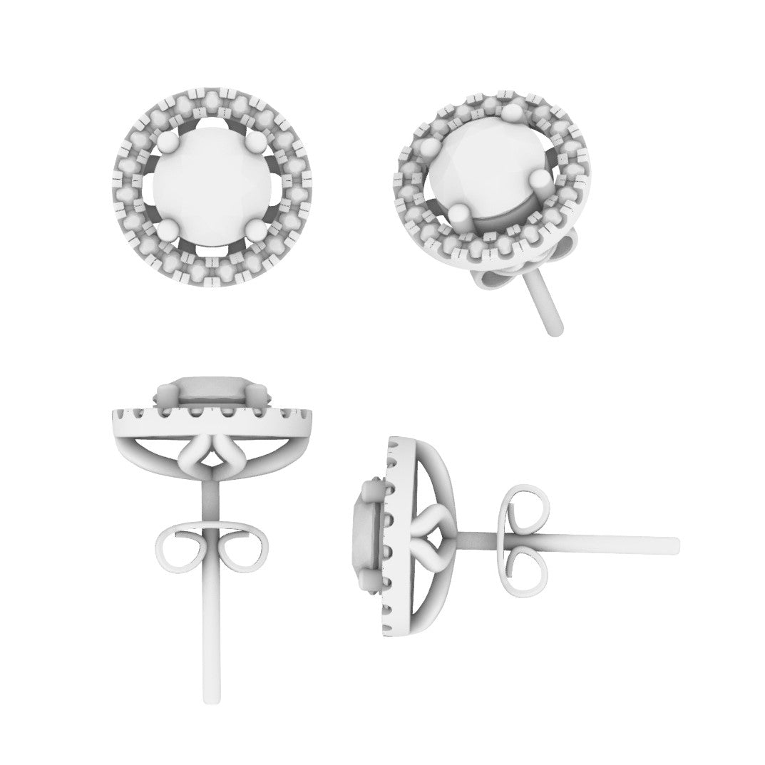 Lab Grown Diamond Round Halo Stud Earrings