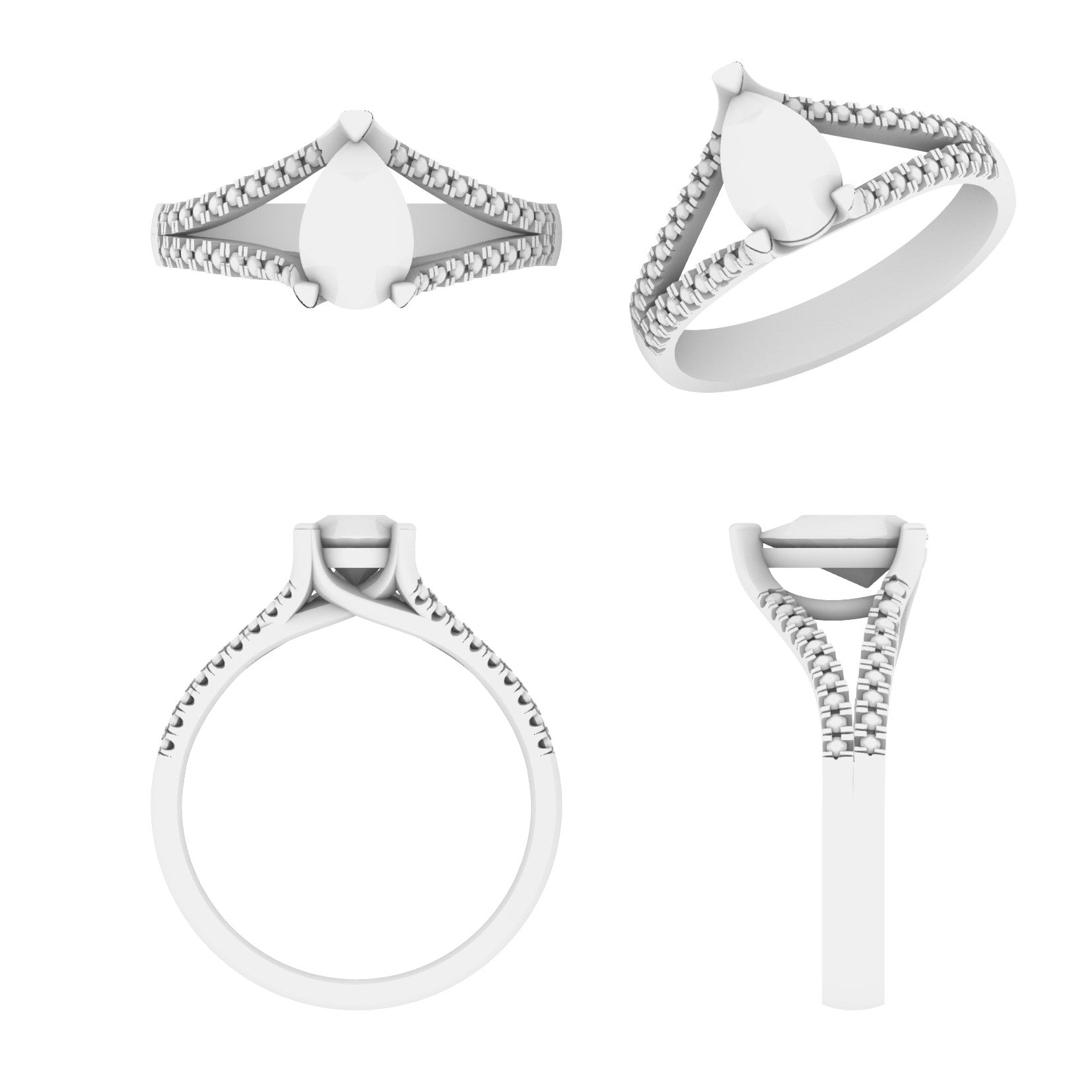 Lab Grown Diamond Pear Split Shoulder Ring (In Stock)