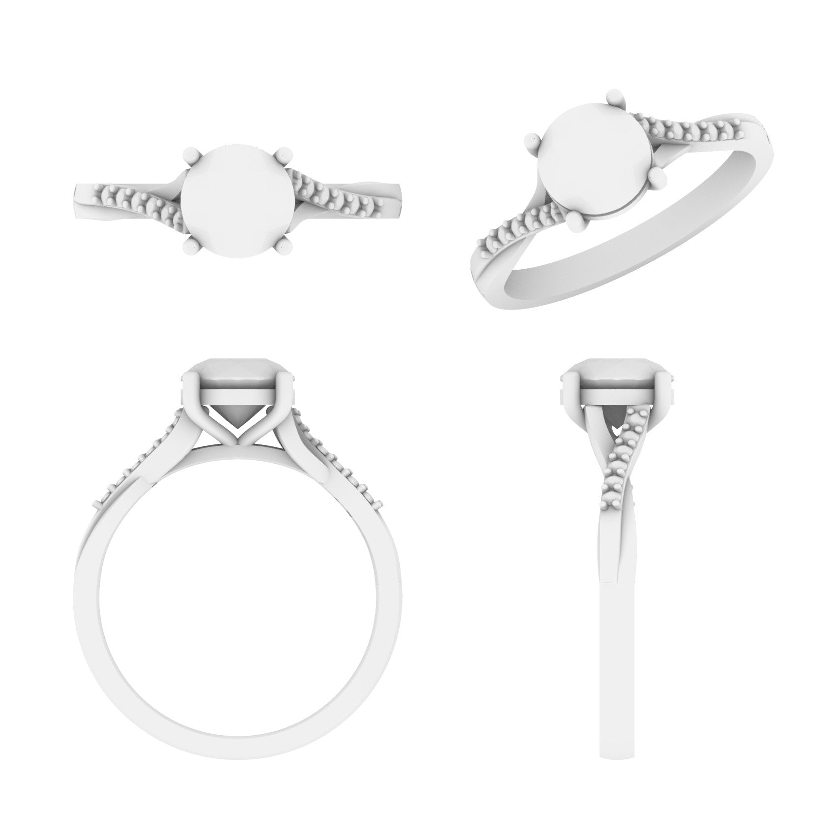 Lab Grown Diamond Round Twist Shoulder Set Ring