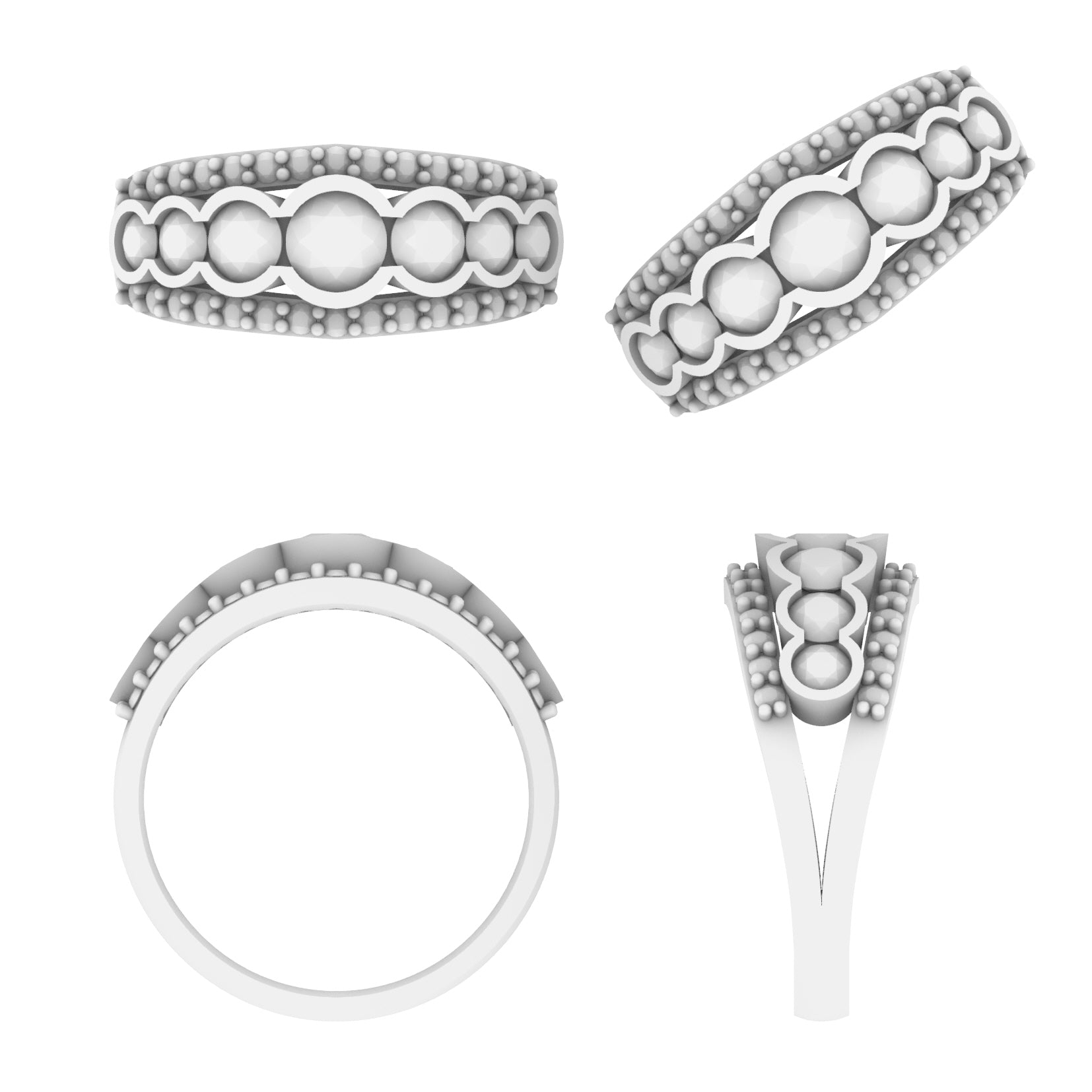 Lab Grown Diamond Seven Stone Shoulder Set Eternity Ring