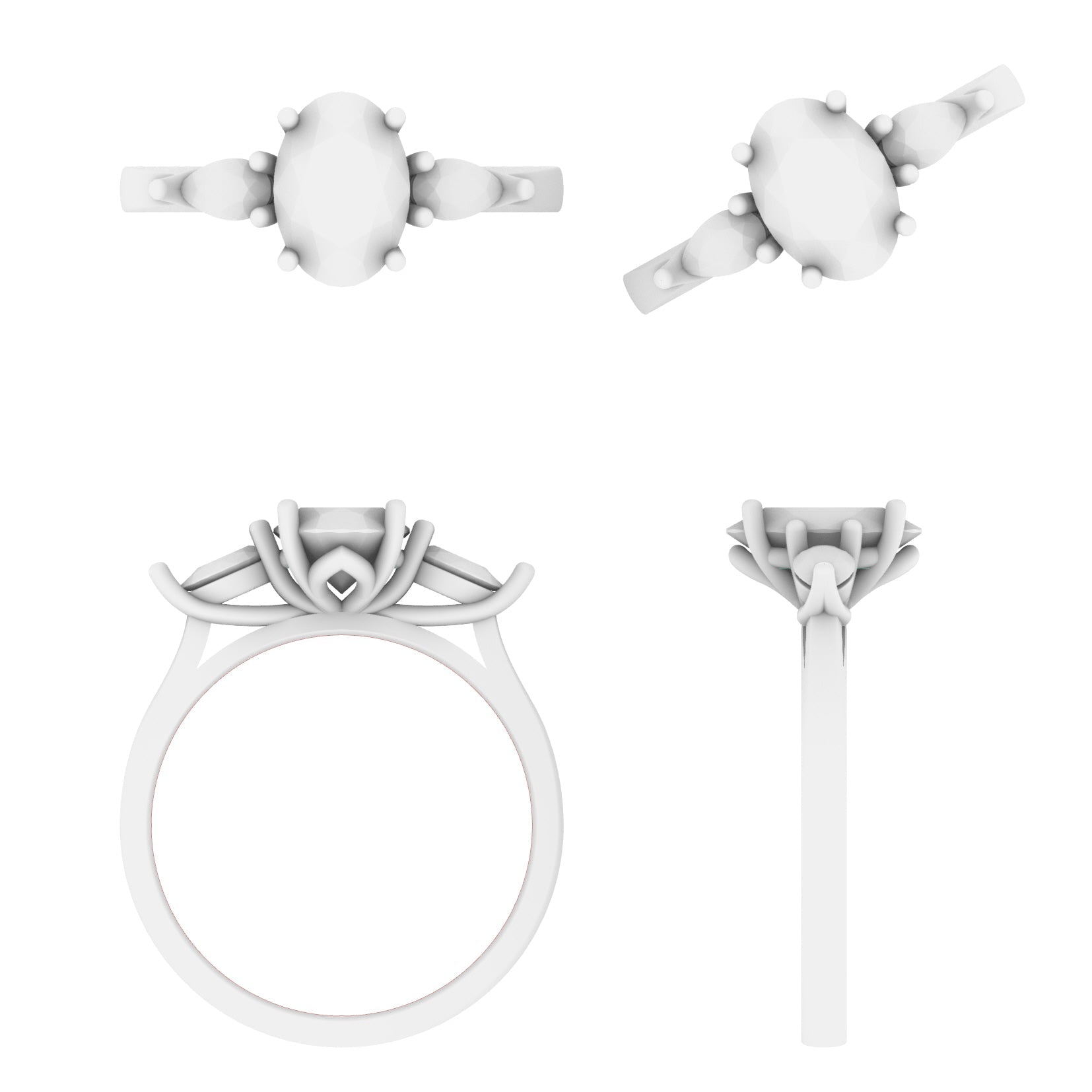 Lab Grown Diamond Oval & Pear Trilogy Ring