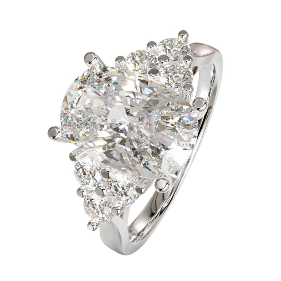 Lab Grown Diamond Elongated Cushion Trefoil Ring