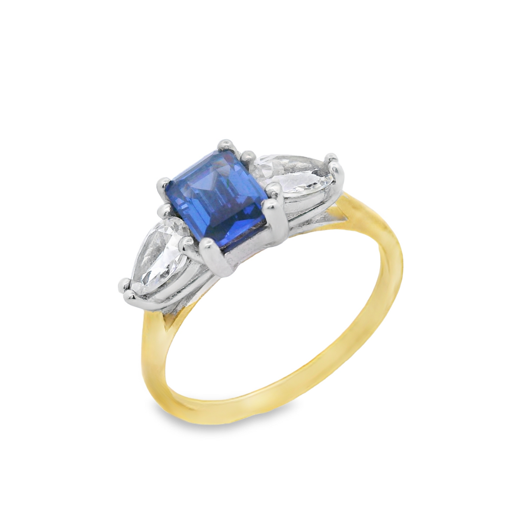 Emerald Cut Single Stone Pear Set Shoulders