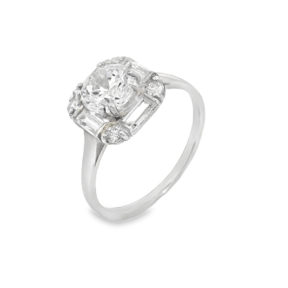 Baguette And Brilliant Art Deco Cluster