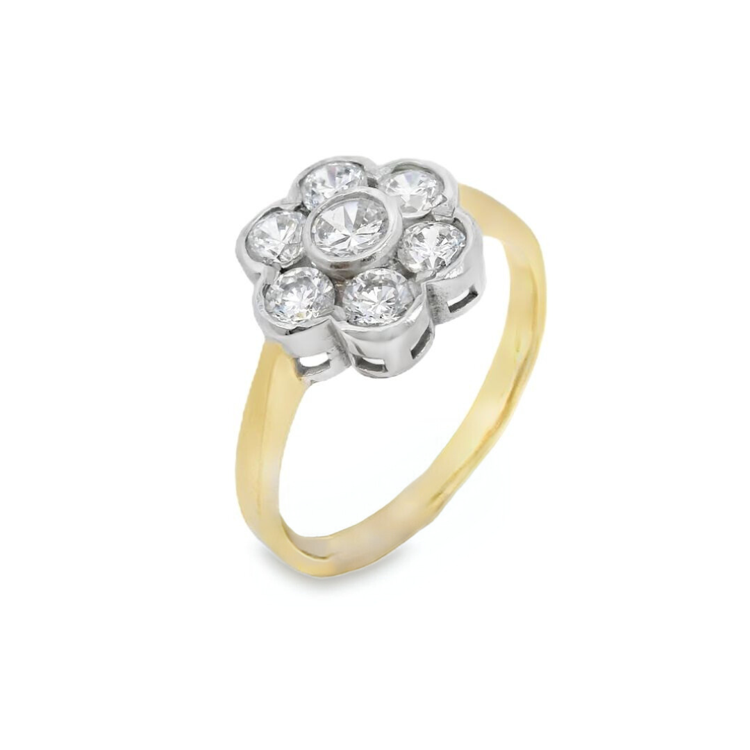 Seven Stone Rubover Flower Cluster