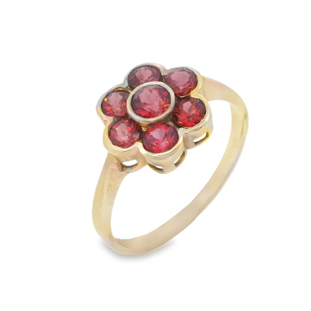 Seven Stone Rubover Flower Cluster