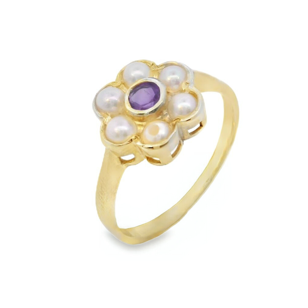 Seven Stone Rubover Flower Cluster