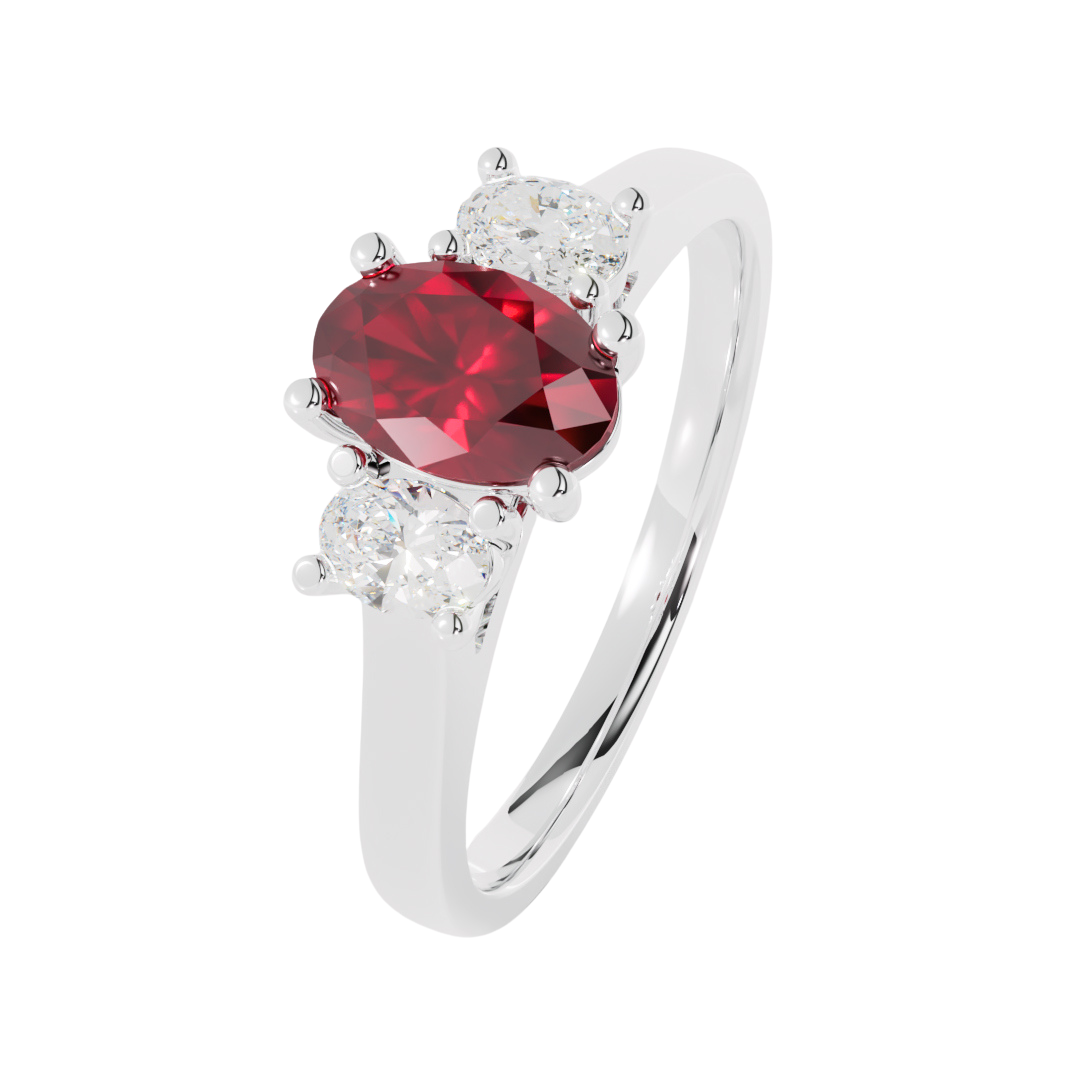 Lab Grown  Diamond and Gemstone Trilogy Ring