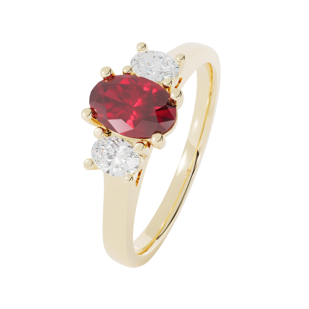 Lab Grown  Diamond and Gemstone Trilogy Ring
